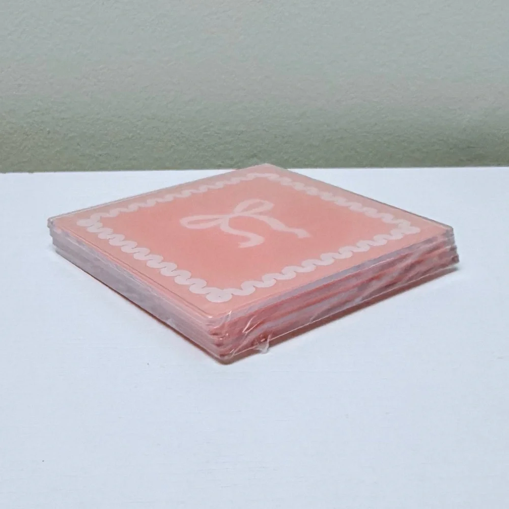 3 for $15 SALE Target 2 sets of Coasters Coquette Pink & White Bow, 8 total